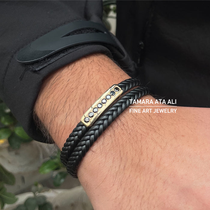 Leather With Stones Bracelet