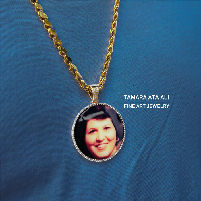 Diamonds Gold Photo Pendant