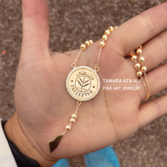 Gold Palestine Rosary Necklace