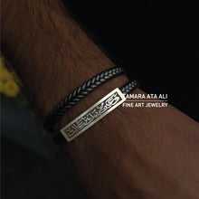 Load image into Gallery viewer, Silver Engraved Leather Bracelet