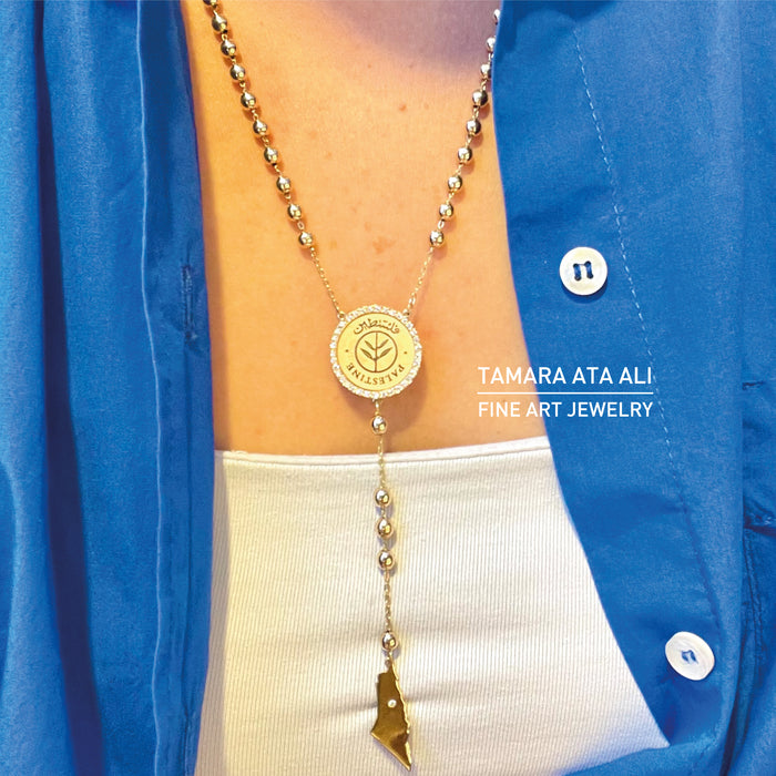 Gold Palestine Rosary Necklace
