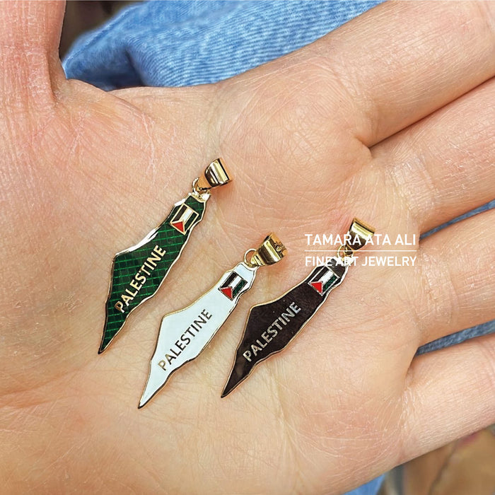 Gold Palestine Colored Map Necklace