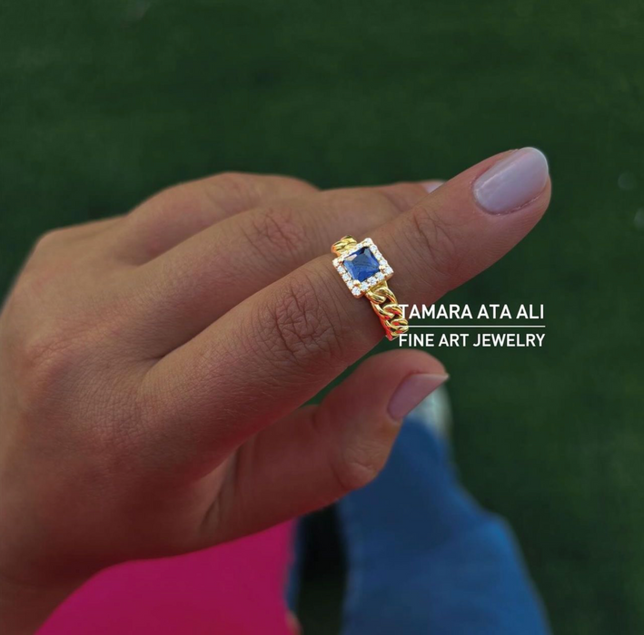 Gold Stone Chain Ring