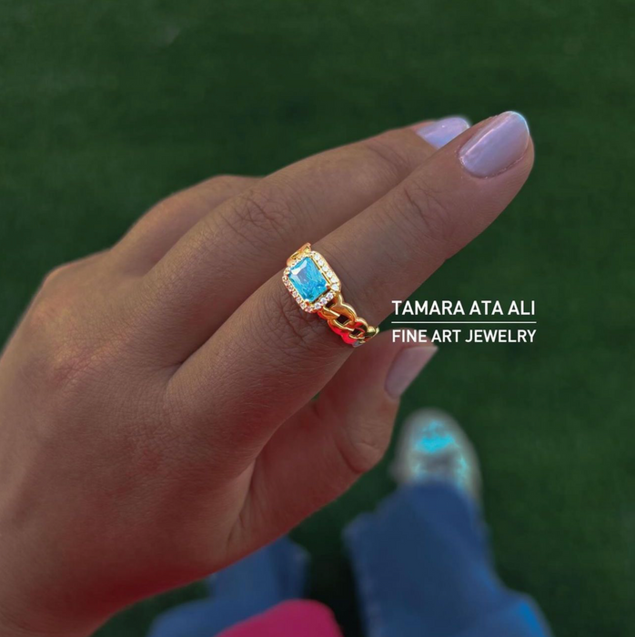 Gold Stone Chain Ring