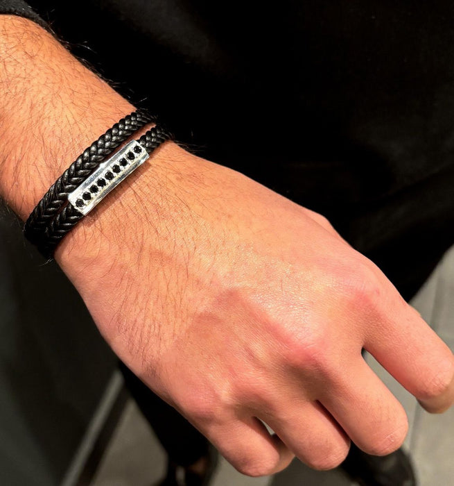 Leather With Stones Bracelet