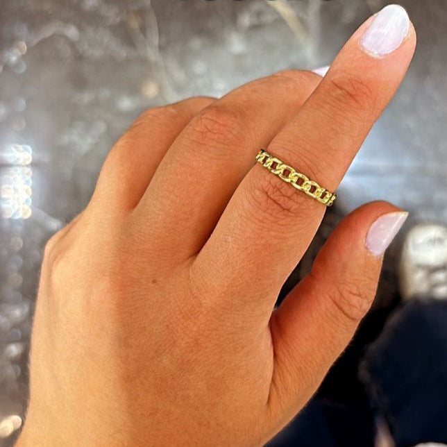 Gold Chain Link Solid Ring