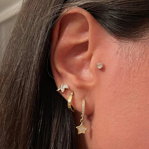 Gold Loop Star Earrings
