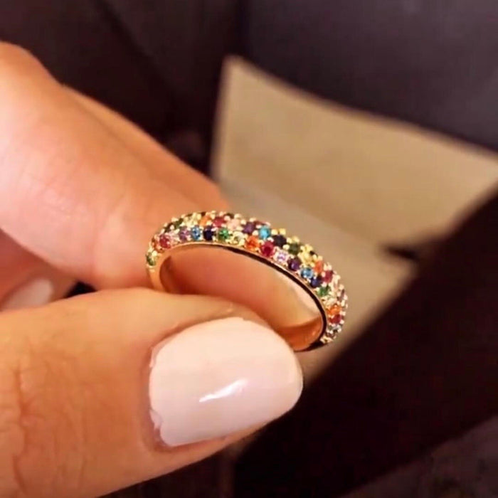 Gold With Small Colored Stones Ring