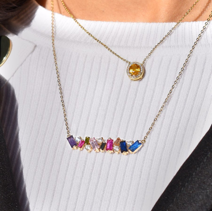 Gold Mixed Stones Necklace