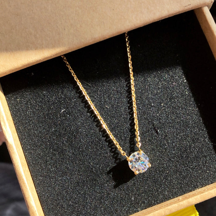 Gold White Stone Necklace