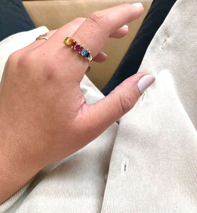 Gold With Large Mixed Stones Ring