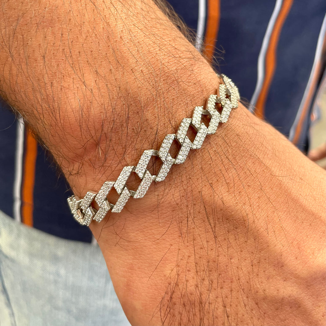 Silver Chain With Stones Bracelet