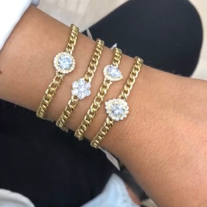 Thick Chain Bracelet With Stone