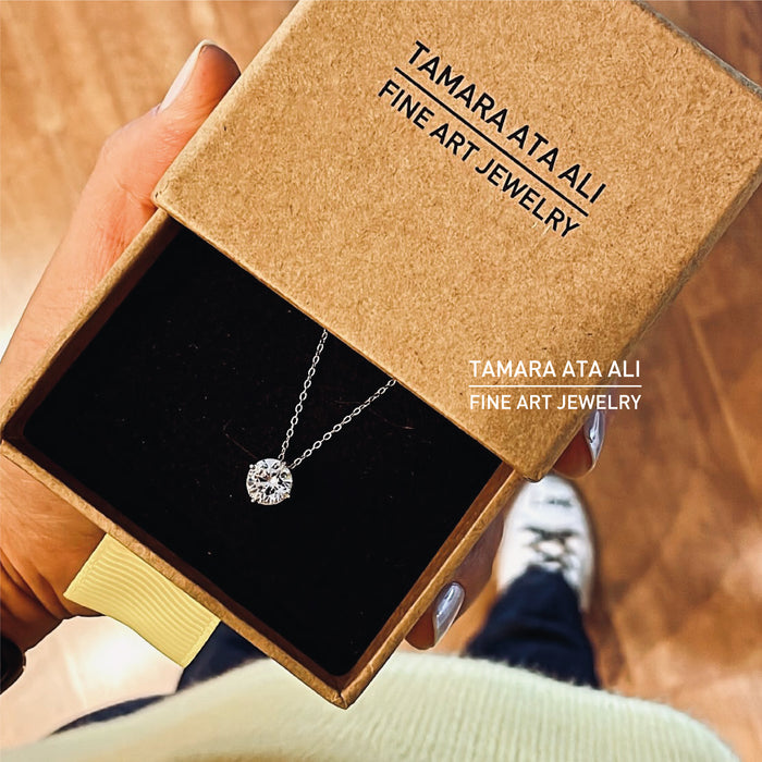 Gold White Stone Necklace