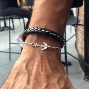 Silver Anchor and Chain Bracelet