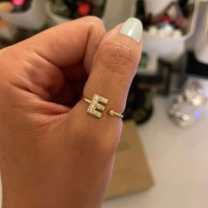 Gold Letter and Birthstone Ring